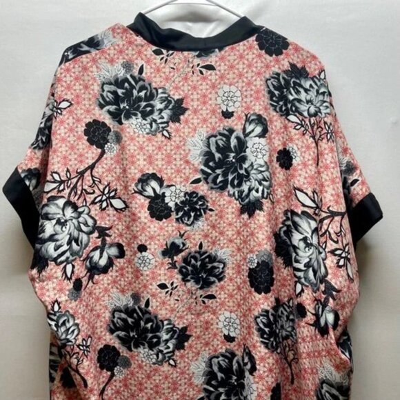 Forever 21 Open Front Kimono Top Women's Large Red Black Floral Lightweight GUC - Picture 4 of 8